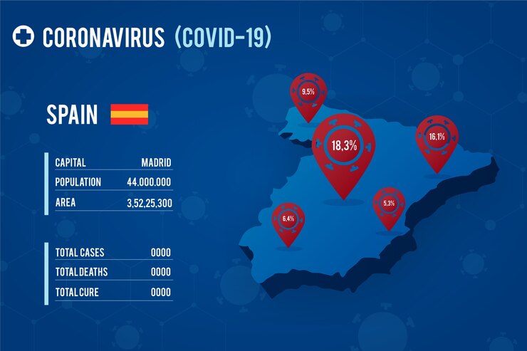 Gratis Vector coronavirus landkaart ontwerp