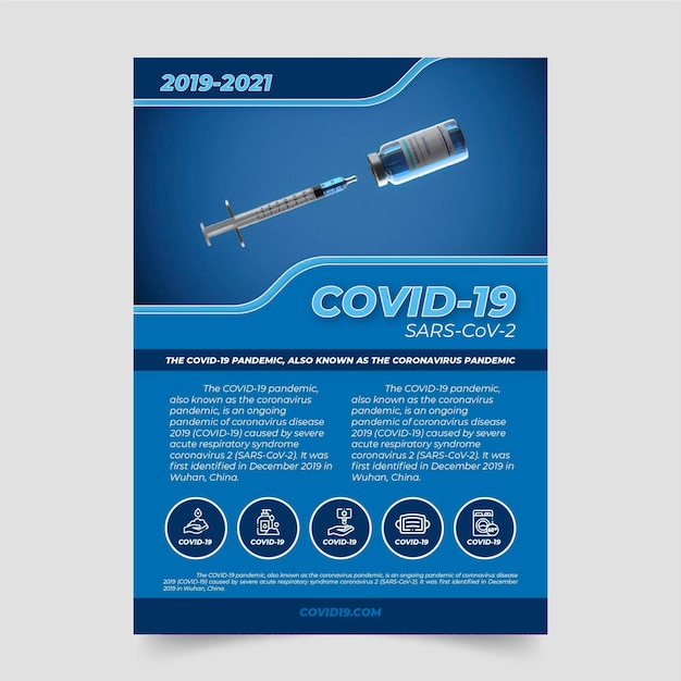 Gratis vector coronavirus medische producten flyer met foto