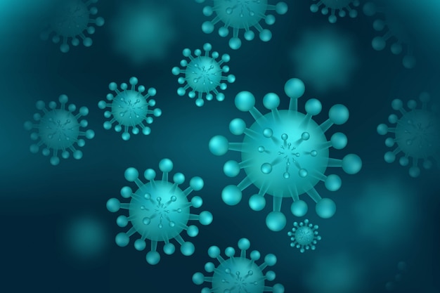 Coronavirus microbe-cellen in geïnfecteerde achtergrond