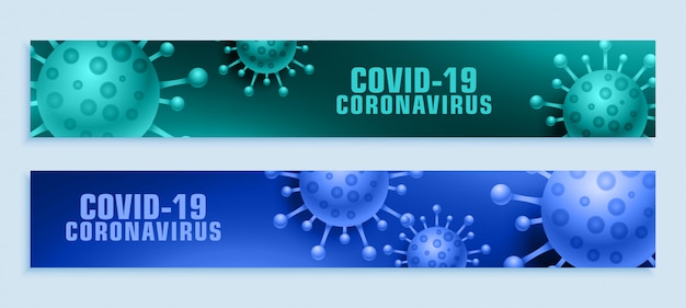 Gratis vector coronavirus pandemie covid-19 uitbraak brede banner set