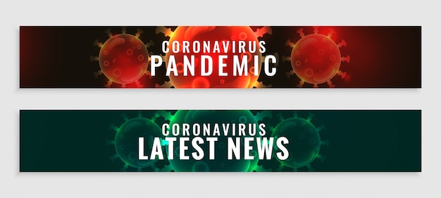 Gratis vector coronavirus pandemische updates en laatste nieuwsbanners ingesteld