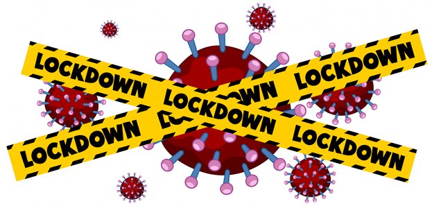 Coronavirus posterontwerp met woord lockdown op witte achtergrond