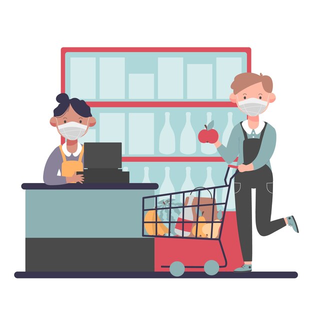 Coronavirus supermarkt illustratie