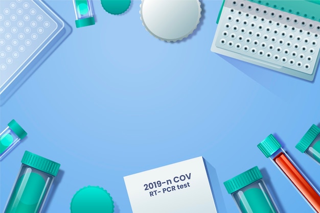 Gratis vector coronavirus test kit achtergrond concept