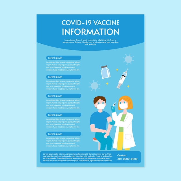 Coronavirus vaccinatie platte ontwerpsjabloon flyer