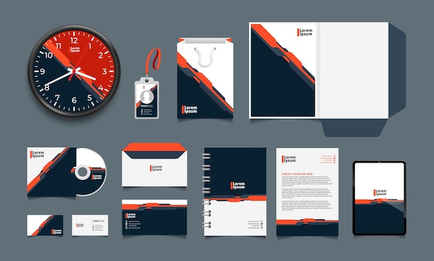 Corporate brand identity mockup set met digitale elementen