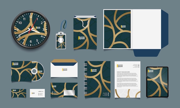Corporate Brand Identity Mockup set met digitale elementen
