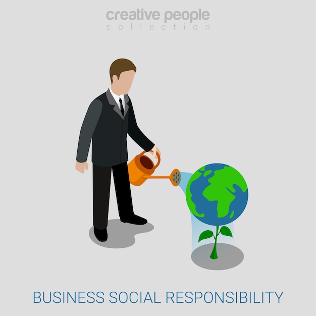 Corporate business sociale verantwoordelijkheid plat isometrisch