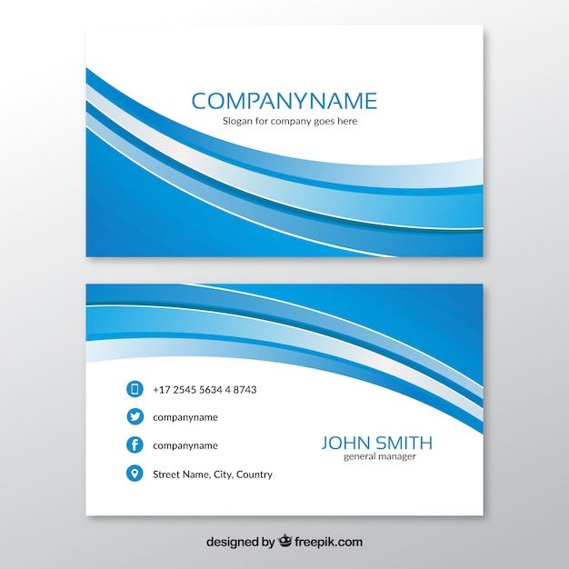 Corporate card met blauwe golvende vormen