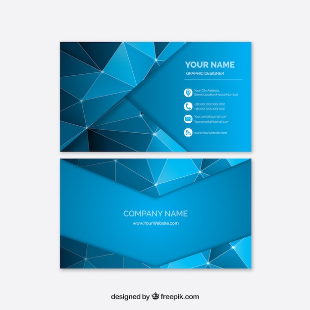 Corporate polygonale kaart in blauwe kleur