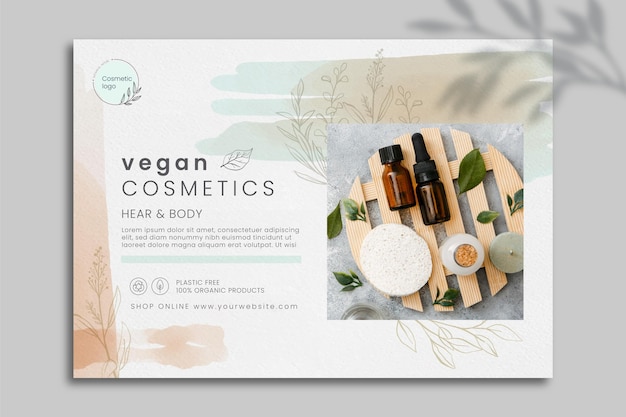 Gratis vector cosmetische bannersjabloon met foto