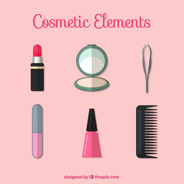 Gratis vector cosmetische elementen in plat design