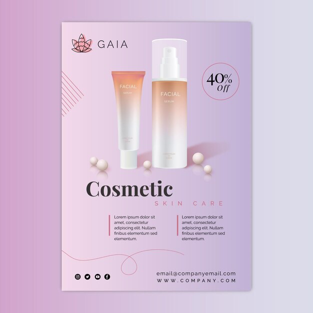 Cosmetische fles flyer met foto