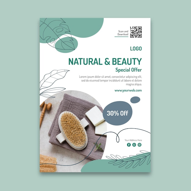 Gratis vector cosmetische verticale flyer-sjabloon