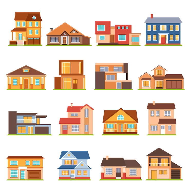 Gratis Vector cottage woningbouwset