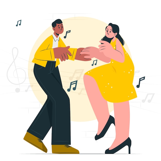 Gratis vector couple dancing concept illustratie