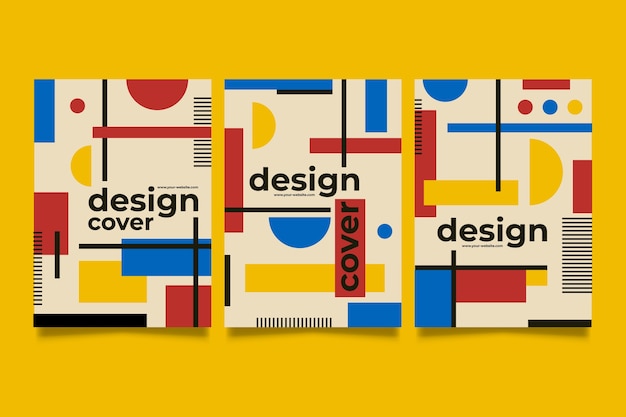 Gratis vector covercollectie met grafisch ontwerp in baugaus-stijl