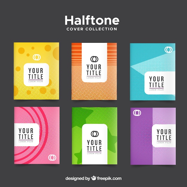 Gratis vector coverscollectie met halftoon