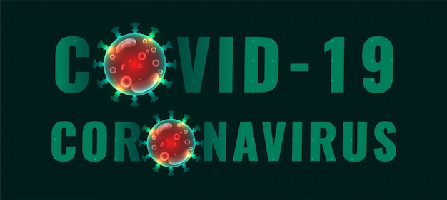 Covid-19 coronavirus tekstbanner met rood virus