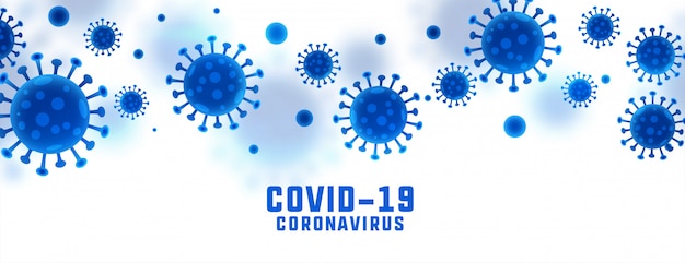 Covid-19 coronavirus-uitbraakbanner met viruscellen