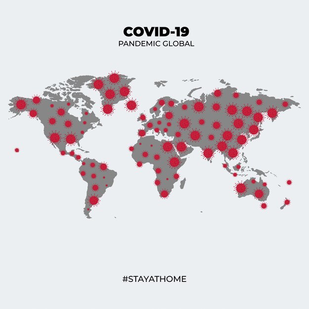 Covid-19 wereldkaart met getroffen landen met coronavirus