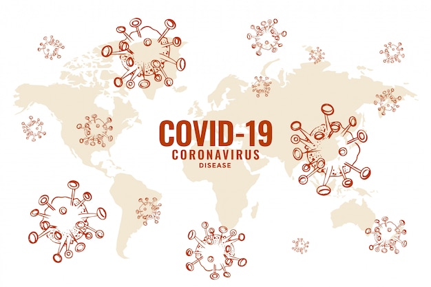 Covid19 coronavirus wereldwijd verspreid uitbraak achtergrondontwerp