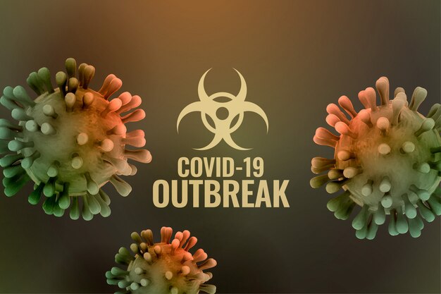 Gratis vector covornavirus pandemische uitbraak achtergrond met 3d-viruscellen