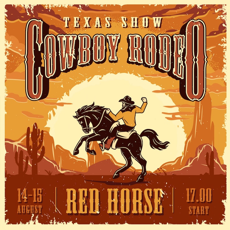 Gratis Vector cowboy rodeo show advertentiesjabloon