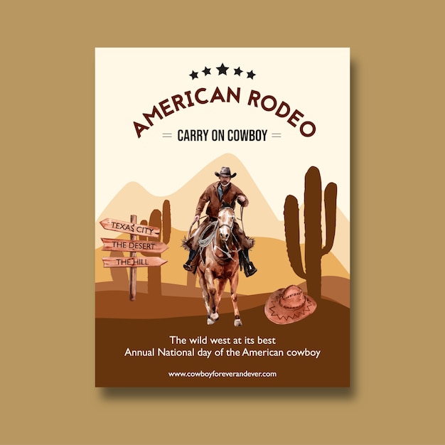 Cowboyposter met amerikaanse rodeo