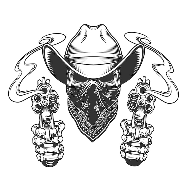 Gratis vector cowboyschedel met sjaal op gezicht