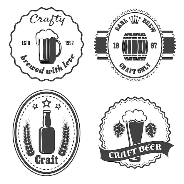 Gratis vector craft beer brouwerij badges set,