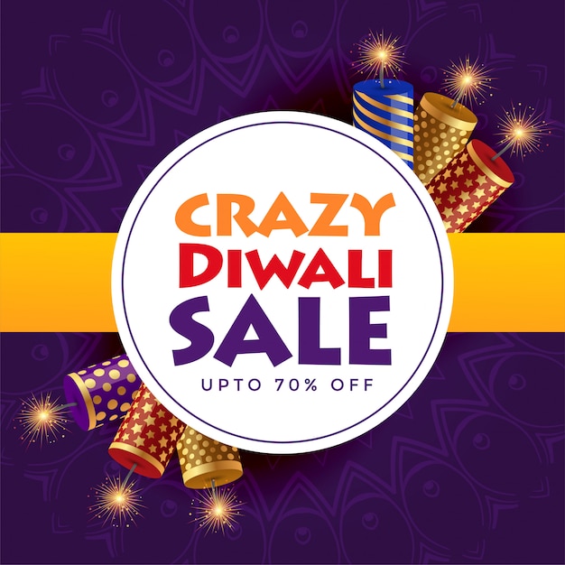 Crazy diwali verkoop posterontwerp met crackers