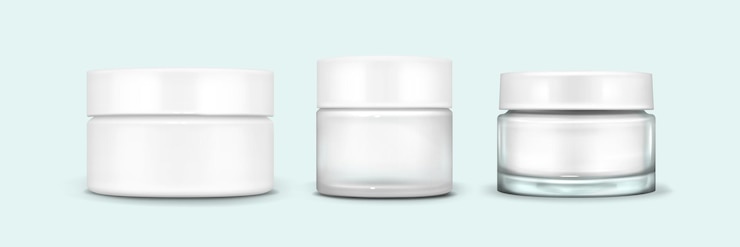 Gratis Vector cream glazen pot met witte dop mock-up
