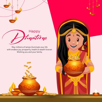 Creatief bannerontwerp van indiase festival happy dhanteras-sjabloon