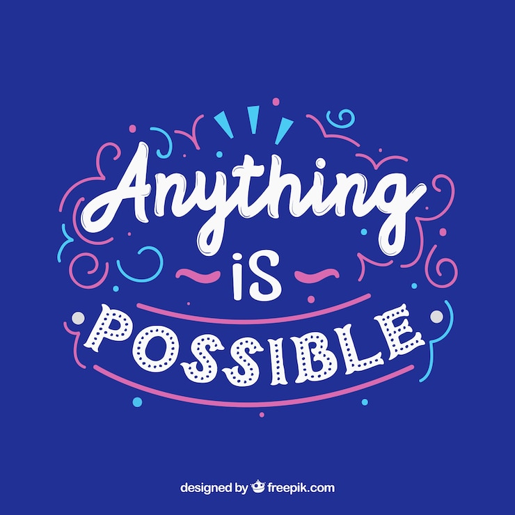 Gratis Vector creatief blauw belettering en citaat ontwerp