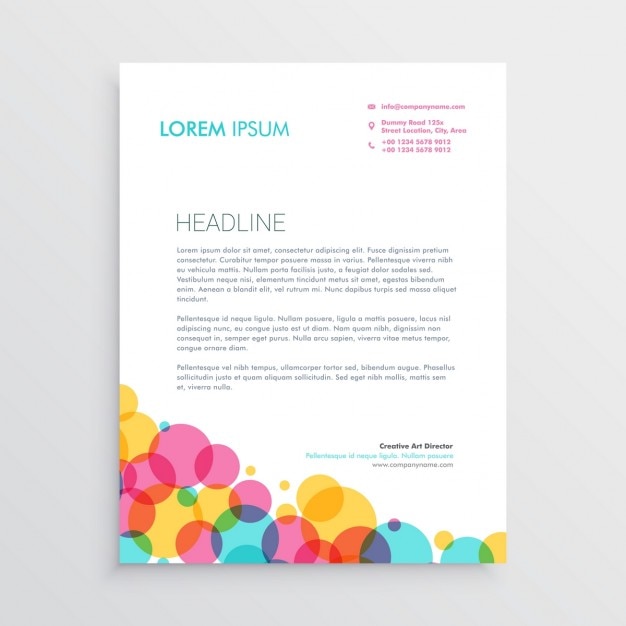 Gratis vector creatief briefpapier ontwerp sjabloon met kleurrijke cirkels