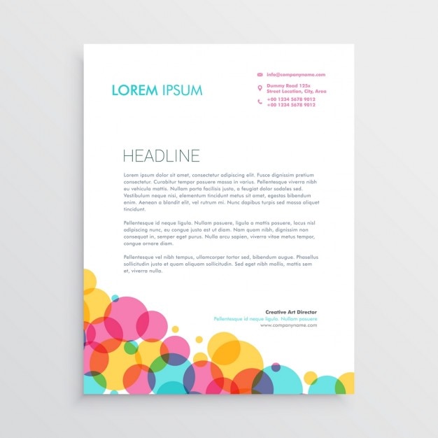 Gratis Vector creatief briefpapier ontwerp sjabloon met kleurrijke cirkels