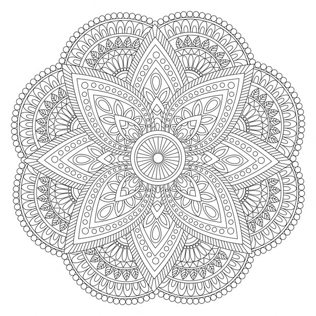 Creatief etnisch Mandala ontwerp, Vintage decoratief element met bloemen ornamenten voor kleurboek.