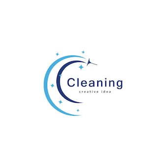 Creatief schoonmaakconcept logo ontwerpsjabloon