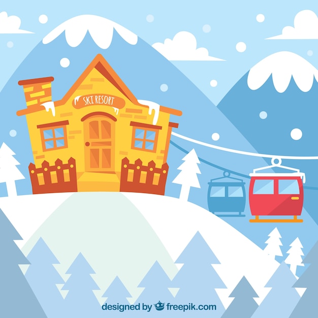 Gratis vector creatief skistationontwerp