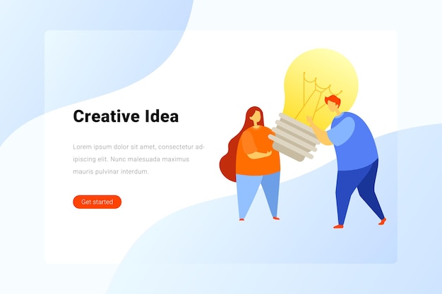 Creatief Team Idee Oplossing Innovatieconcept Man en vrouw met lamp in handen