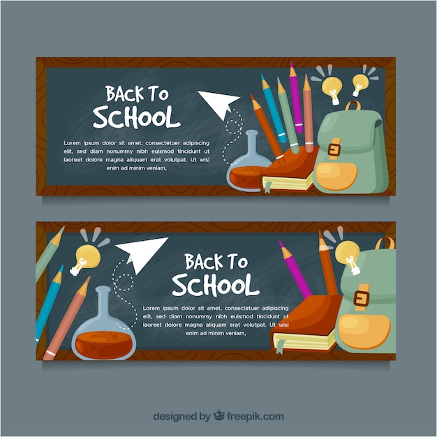 Gratis vector creatieve banners van terug naar school