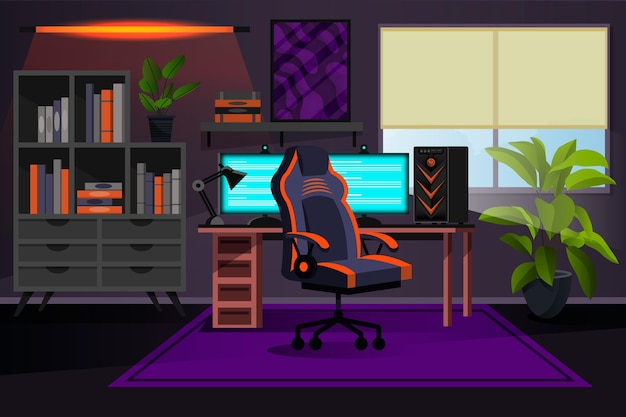 Creatieve cartoon gamer kamer