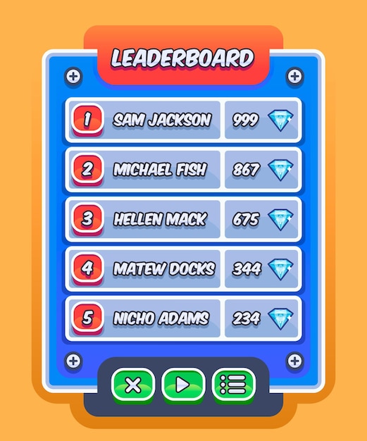 Gratis vector creatieve cartoon leaderboard-sjabloon voor game