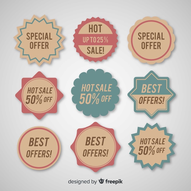 Gratis vector creatieve coupon verkoopset label