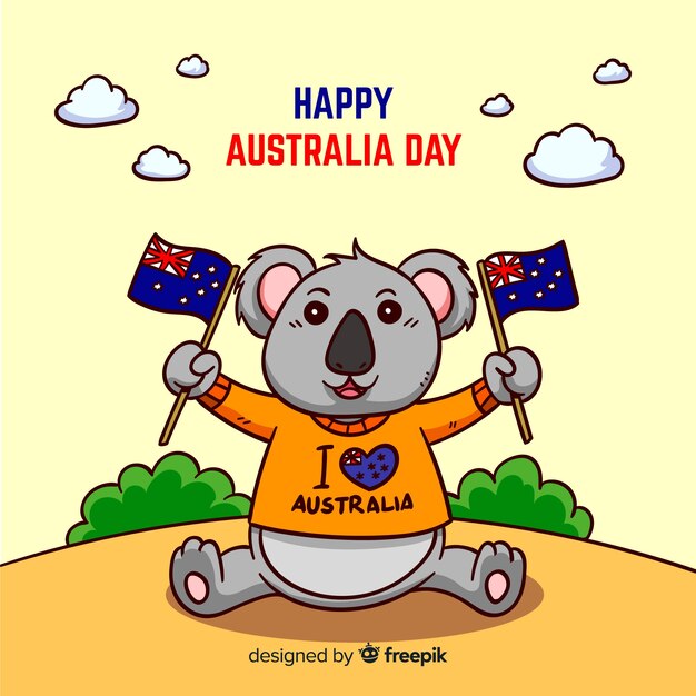 Creatieve de dagachtergrond van Australië met koala