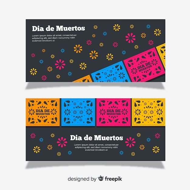 Creatieve día de muertos banners