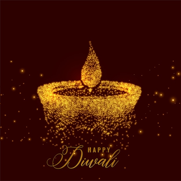 Creatieve diwali diya gemaakt met gouden deeltjes