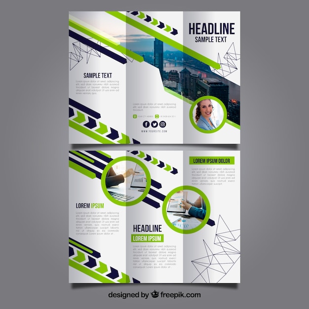 Gratis vector creatieve driebladige zakelijke brochure sjabloon
