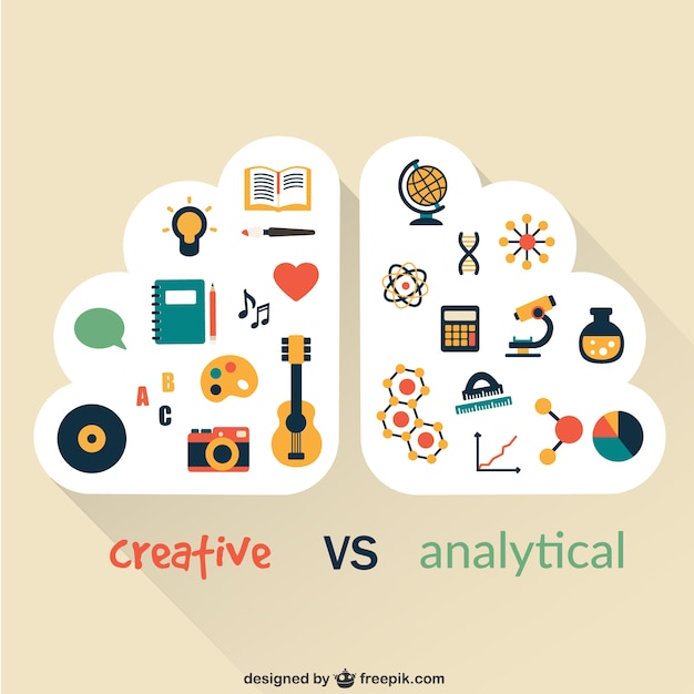 Gratis vector creatieve en analytische brein